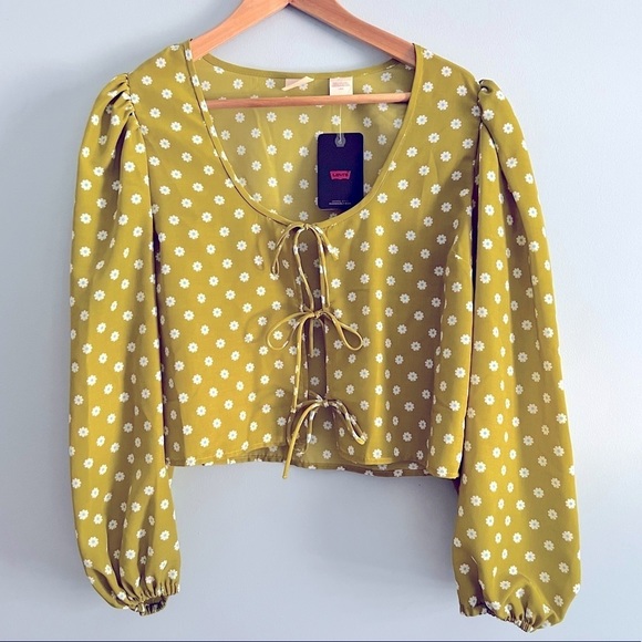 Levi's Tops - Levi’s Embry Tie Sweet Daisy Floral Print Long Sleeve Cropped Retro Blouse L